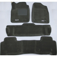 Коврики в салон текстиль для Toyota Land Cruiser 150 Prado 2009-2012 (3 ряда сид.) LINER 3D Lux с бортиком серые