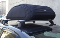 Бокс-сумка мягкая на крышу автомобиля - размер М 248 л. 110х80х45 черная (с алюм. направляющими)